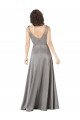 Plunging V-Neckline Long A-Line Formal Silky Satin Bridesmaid Dress / Prom Dress Bristol