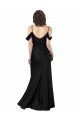 Off the Shoulder Sleeves Formal Silky Satin Bridesmaid Dress / Prom Dress with Skirt Slit Bristol