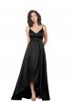 High Low V-Neckline Formal Silky Satin Tulip Bridesmaid Dress / Prom Dress with Wrap Skirt Bristol