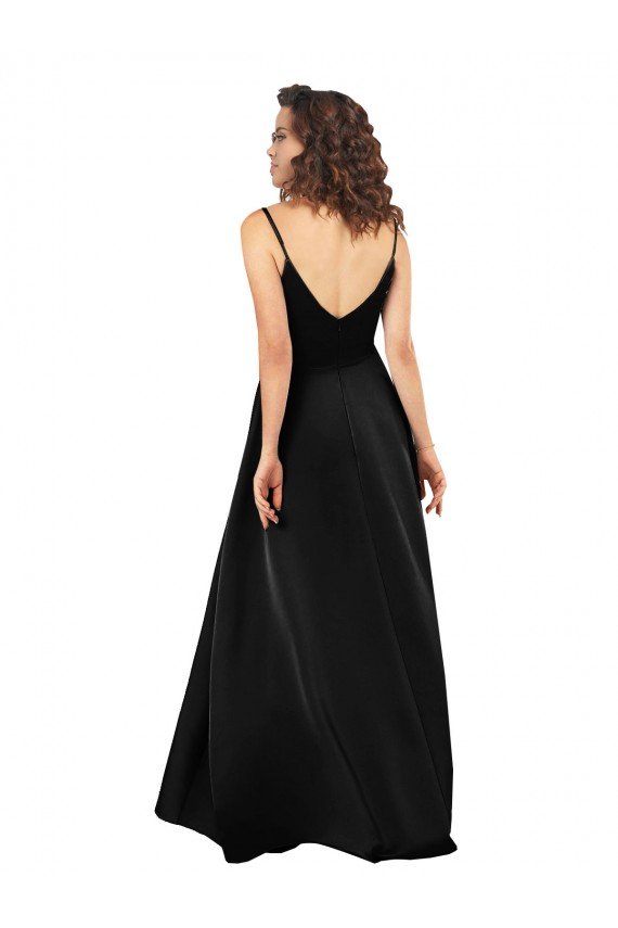 High Low V-Neckline Formal Silky Satin Tulip Bridesmaid Dress / Prom Dress with Wrap Skirt Bristol