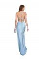 Open Back with Ties Cowl Neck Sheath Formal Silky Satin Long Bridessmaid Dress Bristol
