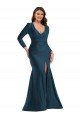 Long Sleeves Draped Wrap Formal Silky Satin Mermaid Bridesmaid Dress / Prom Dress with Front Slit Bristol