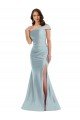 Bias-Cuff One Shoulder Formal Silky Satin Mermaid Bridesmaid Dress / Prom Dress with Side Slit Bristol