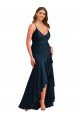 Pleated Wrap Ruffled High Low Formal Silky Satin Bridesmaid Dress / Prom Dress Bristol