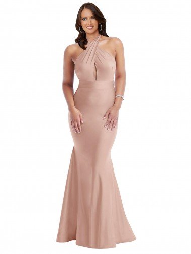Criss Cross Halter Open Back Formal Silky Satin Mermaid Bridesmaid Dress / Prom Dress Bristol