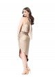 Silky Satin High Low Midi Cocktail Length Bridesmaid Dress / Prom Dress with Asymmetric Skirt Bristol