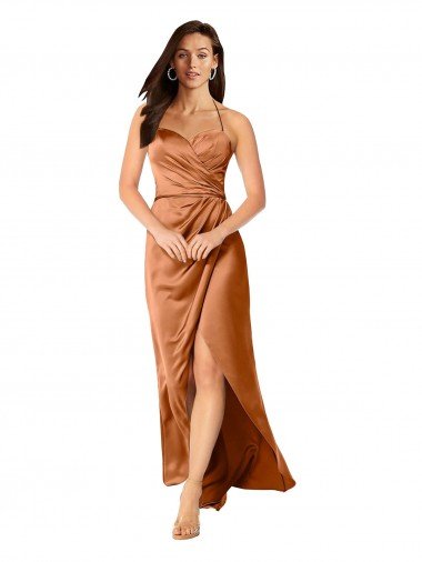 Faux-Wrap Skirt Formal Silky Satin Bridesmaid Dress / Prom Dress Bristol