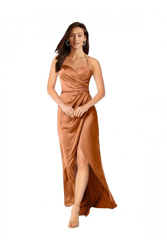 Faux-Wrap Skirt Formal Silky Satin Bridesmaid Dress / Prom Dress Bristol