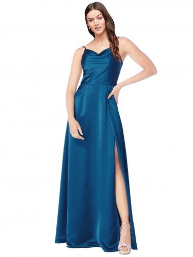 Cowl Neck Salky Satin Bridesmaid Dress / Prom Dress Bristol