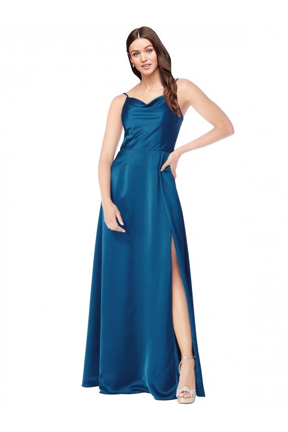 Cowl Neck Salky Satin Bridesmaid Dress / Prom Dress Bristol