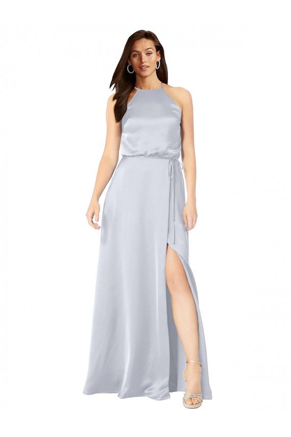 Halter Neck Formal Silky Satin Bridesmaid Dress with Strappy Back Bristol