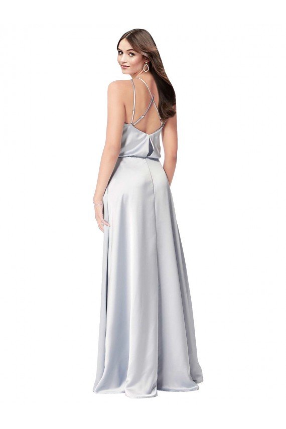 Halter Neck Formal Silky Satin Bridesmaid Dress with Strappy Back Bristol