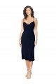 Short Cocktail Midi Length Formal Silky Satin Bridesmaid Dress / Prom Dress with Cowl Neck and Cross Back Straps Bristol
