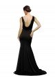 V-Neck Full Length Formal Silky Satin Bridesmaid Dress / Prom Dress with Soft Cowl Neck and Sweep Train Bristol