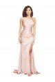 Full Length One Shoulder Long Formal Silky Satin Bridesmaid Dress / Prom Dress with High Split Bristol
