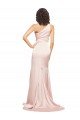Full Length One Shoulder Long Formal Silky Satin Bridesmaid Dress / Prom Dress with High Split Bristol