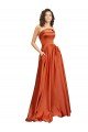 Strapless Sweep Train Formal Silky Satin Bridesmaid Dress / Prom Dress with Pleats Bristol