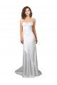 Simple Lace Up Back Cowl Neck Long Sweep Train Silky Satin Beach Wedding Dress Bristol