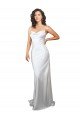 Simple Sweep Train Low Back Tie Cowl Neck Long Silky Satin Beach Wedding Dress Bristol