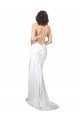 Simple Sweep Train Low Back Tie Cowl Neck Long Silky Satin Beach Wedding Dress Bristol