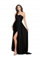Floor Length One Shoulder Formal Silky Satin Bridesmaid Dress / Prom Dress with Side Slit Bristol
