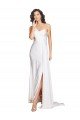 One Shoulder Floor Length Silky Satin Wedding Dress with Side Slit Bristol