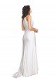 One Shoulder Floor Length Silky Satin Wedding Dress with Side Slit Bristol