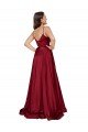 Deep V-Neck Sweetheart Long Formal Silky Satin Bridesmaid Dress / Prom Dress with Thigh High Slit Bristol