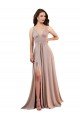 Long A-Line Plunge V-Neckline Formal Spandex Bridesmaid Dress / Prom Dress with Slit Bristol