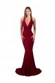 Halter Mermaid Plunge V-Neckline Open Back Bow Tie Formal Spandex Bridesmaid Dress / Prom Dress Bristol