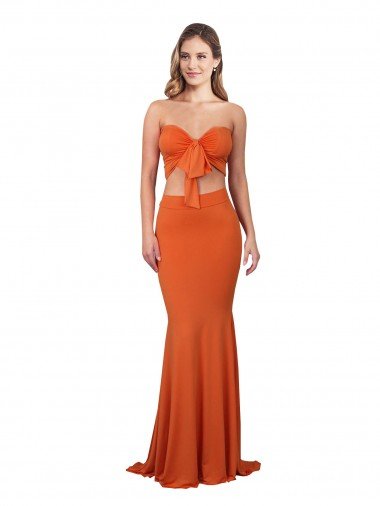 Strapless Bandeau Bodice Long Formal Spandex Bridesmaid Dress / Prom Dress Bristol
