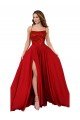 Lace Over Bodice Long Spandex Bridesmaid Dress / Prom Dress with Slit Bristol