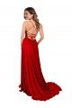 Lace Over Bodice Long Spandex Bridesmaid Dress / Prom Dress with Slit Bristol