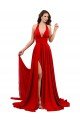 High Slit A-Line Halter Long Formal Spandex Bridesmaid Dress / Prom Dress Open Back Bristol