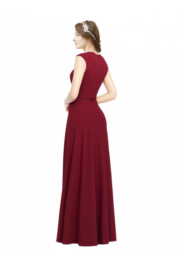 Square Neck Subtle Cap Sleeeves Crepe Bridesmaid Dress / Prom Dress Bristol