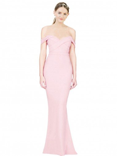 Full Length Off the Shoulder Bridesmaid Dress / Prom Dress with Twist Front Bristol