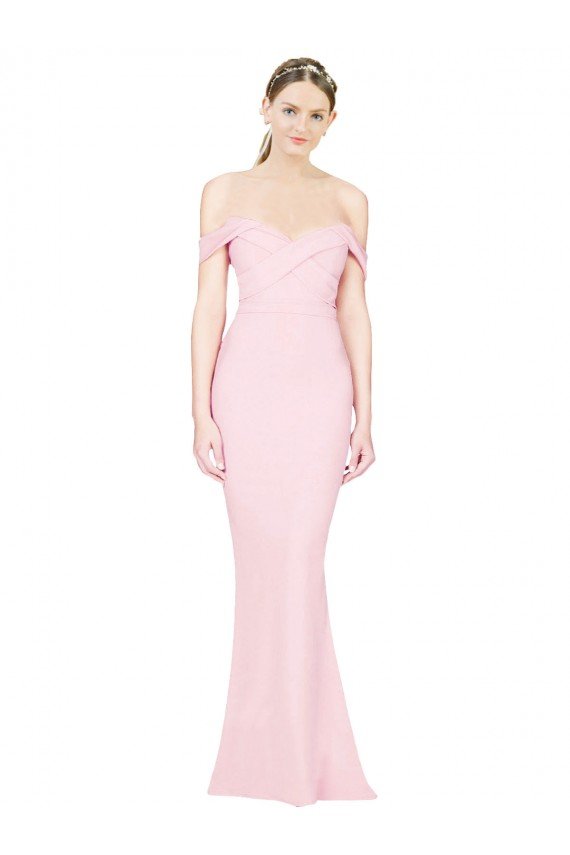 Full Length Off the Shoulder Bridesmaid Dress / Prom Dress with Twist Front Bristol