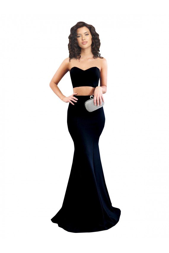 Two Piece High Neck Formal Crepe Bridesmaid Dress / Prom Dress Bristol