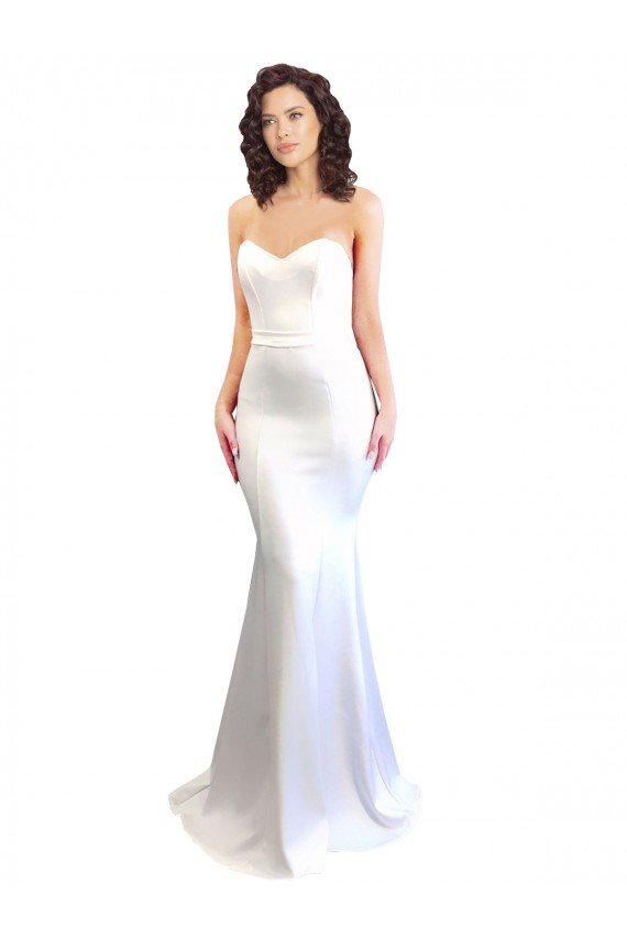 Sweetheart Strapless High Neck Long Formal Crepe Bridesmaid Dress / Prom Dress Bristol