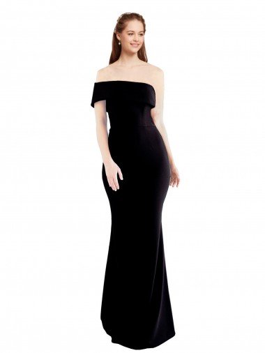 Asymmetrical Draped Off the Shoulder Banded Formal Crepe Bridesmaid Dress / Prom Dress Bristol
