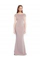 Boat Neck Cap Sleeve Formal Crepe Bridesmaid Dress / Prom Dress with Plunging Tie Back Bristol