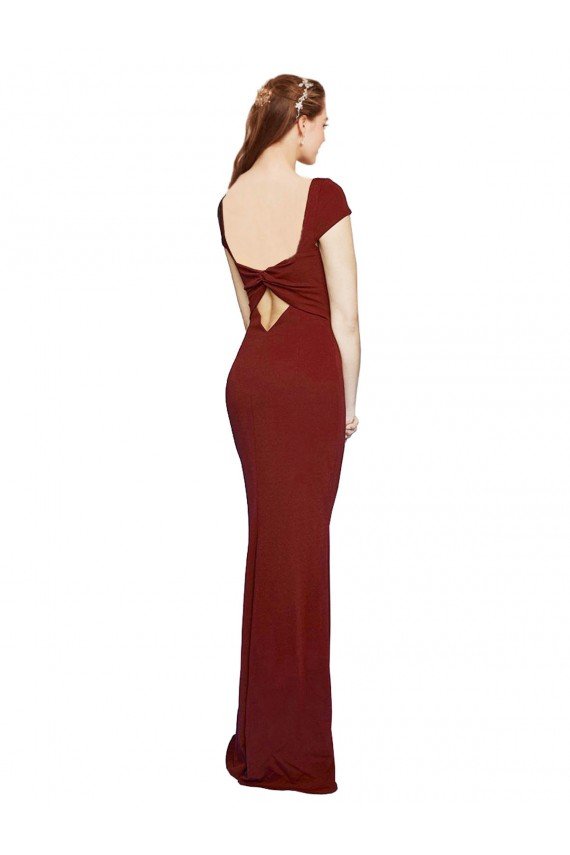 Cap Sleelves Mermaid Formal Crepe Bridesmaid Dress / Prom Dress Keyhole Back Bristol