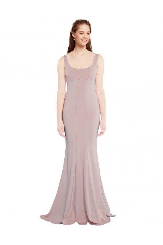 Sleeveless Scoop Neck Fully Lined Formal Crepe Bridesmaid Dress / Prom Dress Bristol
