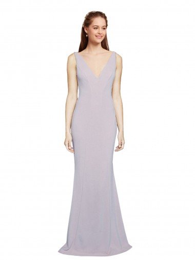 Cut-Out Back V-Neckline Mermaid Formal Crepe Bridesmaid Dress / Prom Dress Keyhole Back Bristol