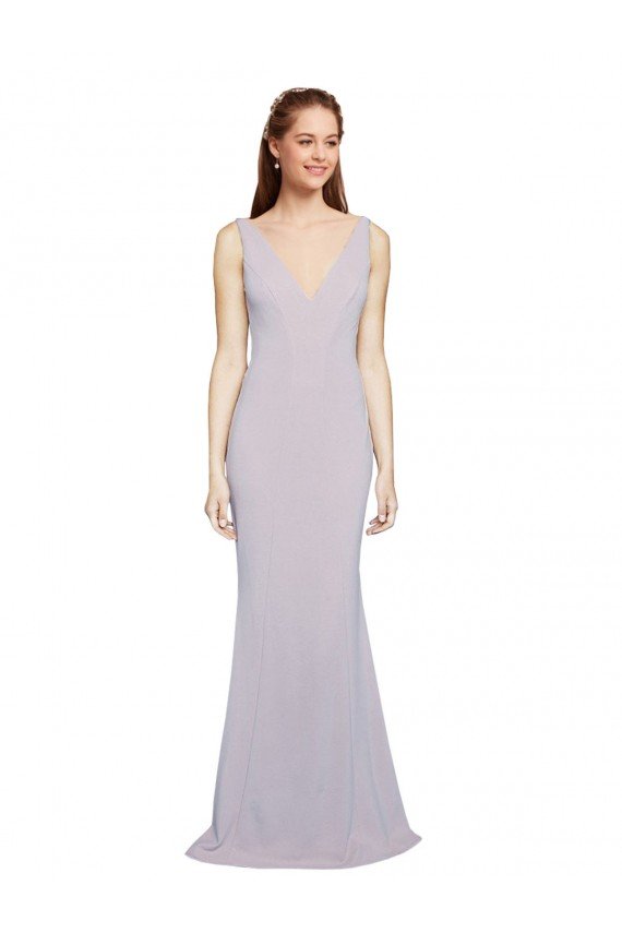 Cut-Out Back V-Neckline Mermaid Formal Crepe Bridesmaid Dress / Prom Dress Keyhole Back Bristol
