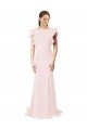 Low V-Back Long Mermaid Crepe Bridesmaid Dress / Prom Dress with Ruffled Sleeves Bristol
