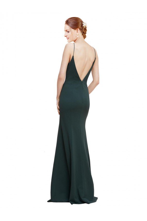 Deep V-Neck and Back Long Formal Crepe Bridesmaid Dress / Prom Dress Bristol