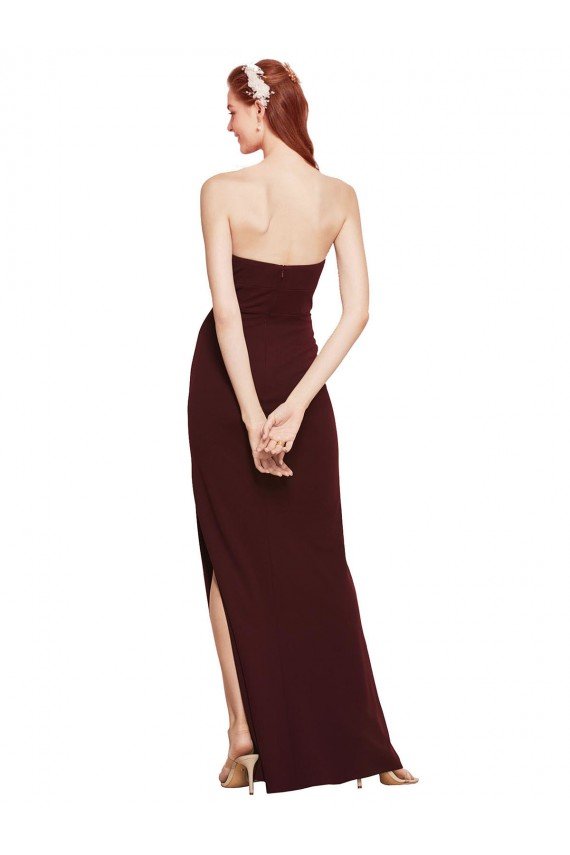 Twisted Strapless Keyhole Long Formal Crepe Bridesmaid Dress / Prom Dress with Slit Bristol