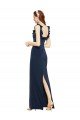 Scoop Neck with Ruffles Long Formal Crepe Bridesmaid Dress / Prom Dress with Back Slit Bristol