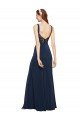 Fit and Flare Long Formal Crepe Bridesmaid Dress / Prom Dress with Round Neck Bristol